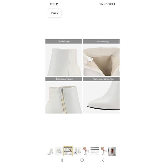 Size 8.5 Dream Pairs White Sianna1 Chunky High Heel Dress Ankle Boots Booties - Picture 2 of 11